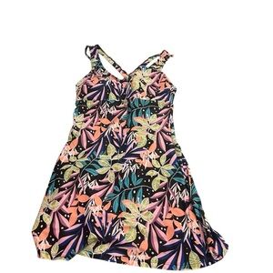 Tropical Floral Women's Swim Dress - Multicolor